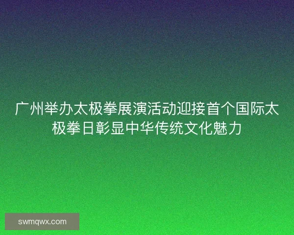 广州举办太极拳展演活动迎接首个国际太极拳日彰显中华传统文化魅力